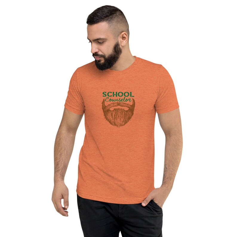 Bearded School Counselor Tri-Blend Shirt Manly Counselor School Counseling Shirt Men Trendy Short sleeve t-shirt image 5