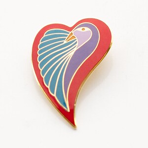 Vintage Laurel Burch Dove Heart Brooch Pin