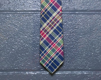 Vintage 1980s Cotton Plaid Necktie by Rooster