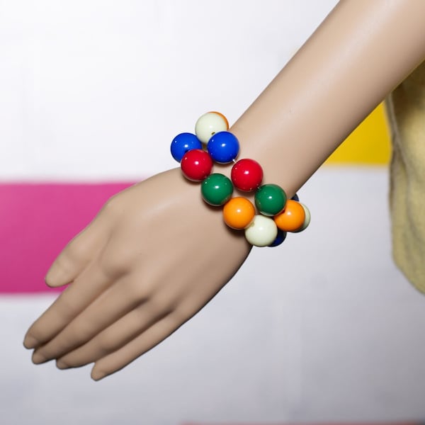 Vintage 1960s Mod Colorful Bead Bracelet