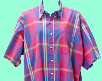 Vintage 1980s Mens Plaid Gap Shirt | 80s Preppy Button-Up | Medium 10