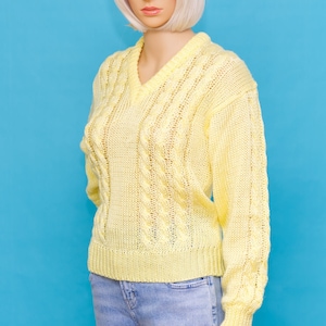 Vintage 1970s NOS Yellow V-Neck Sweater w/Tag | Small
