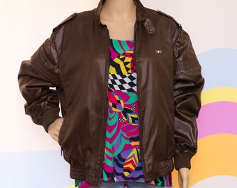 Vintage 1980s Brown Sergio Valente Bomber Jacket | Medium / Large | 16