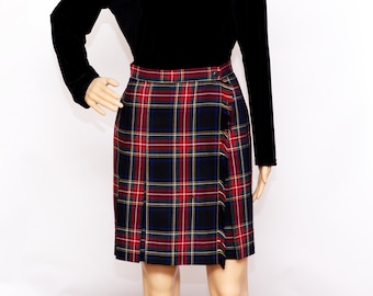 Vintage 1990s Wool Plaid Wrap Skirt | Small | 3