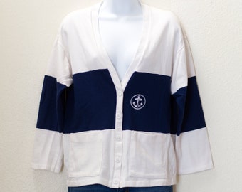 Vintage Cheryl Tiegs Nautical Cardigan | 1980s | Small