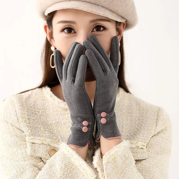 Retro Mid-Century Gloves Black or Gray 50s Vintage Inspired