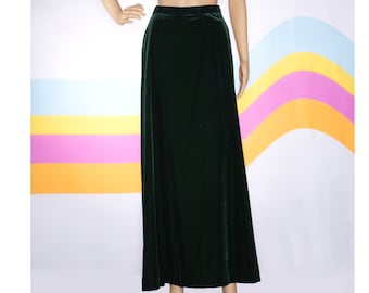 Vintage 1970s Green Velvet Maxi Skirt | Small | i-3