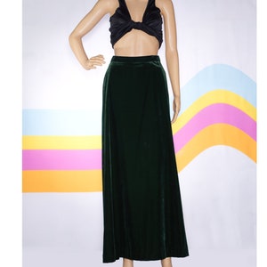 Vintage 1970s Green Velvet Maxi Skirt | Small | i-3
