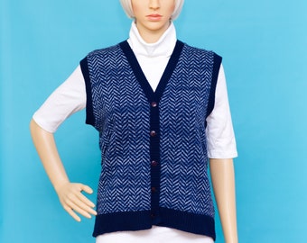 Vintage 1980s Blue Sweater Vest | Medium