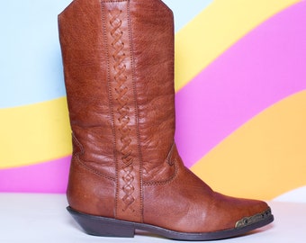 Vintage 90s Brown Western Boots by Zodiac | Size 6 / 5.5