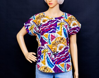 Vintage 1980s Abstract Blouse | Medium | 12