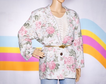 Vintage 1980s Floral Blazer | Large/XL | i-17
