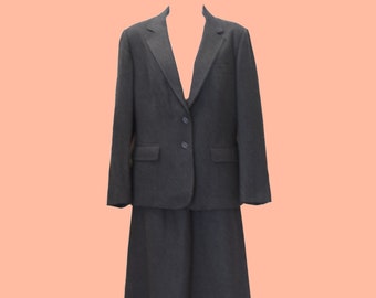 Vintage Evan Picone Suit | 1970s Wool Skirt Suit | 70s Charcoal Gray | Medium / Large | 6