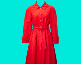Vintage 1970s Red Sueded Fabric Lightweight Coat | Small