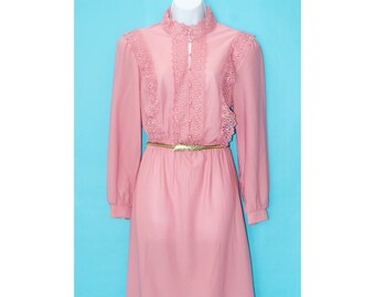 Vintage 1980s Dusty Rose Dress | Large