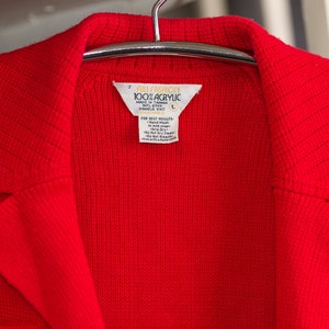 Vintage 1970s Red Sweater Cardigan Blazer Medium image 4