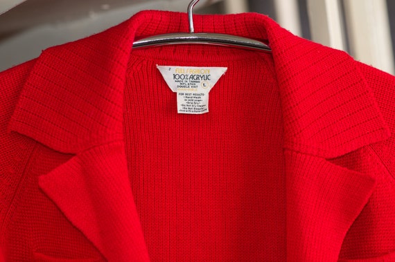 Vintage 1970s Red Sweater | Cardigan Blazer | Med… - image 4