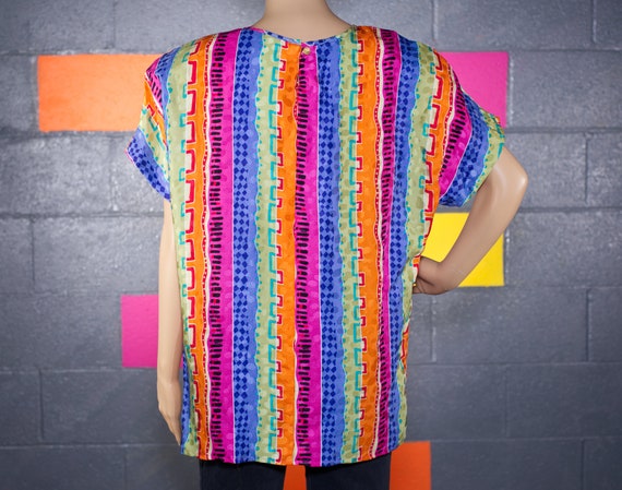 Vintage 1980s Colorful Silk Blouse | Large | 10 - image 4