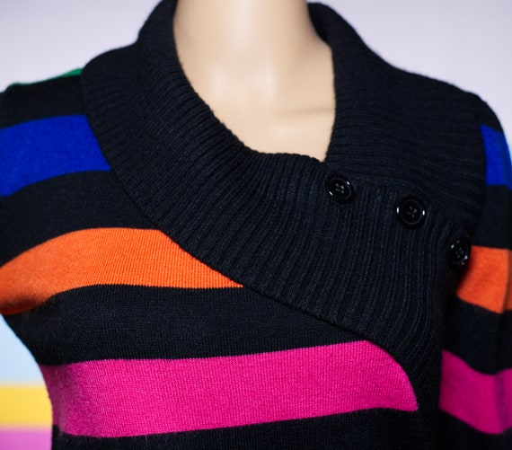 Vintage 1990s Colorful Striped Sweater | Small / … - image 2