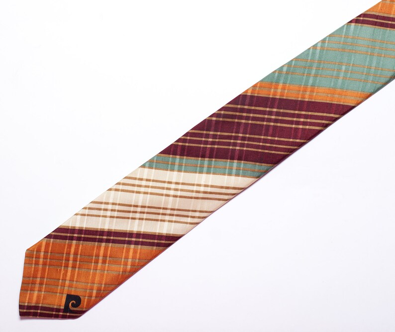 Vintage Pierre Cardin Necktie Brown Green Stripe image 2