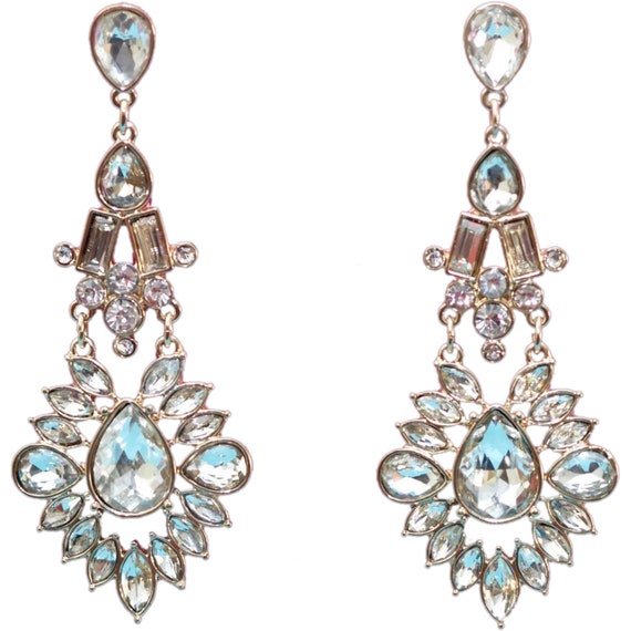 Vintage Large Rhinestone Earrings - image 1