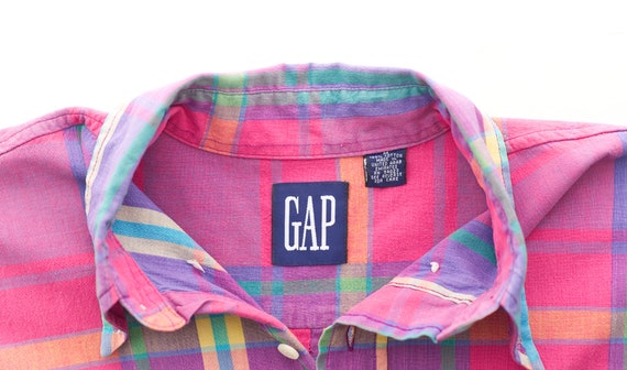 Vintage 1980s Mens Plaid Gap Shirt | 80s Preppy B… - image 5