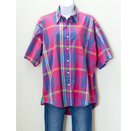 Vintage 1980s Mens Plaid Gap Shirt | 80s Preppy B… - image 3
