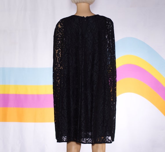 Vintage Black Dress with Lace Cape | Medium | 4 - image 5