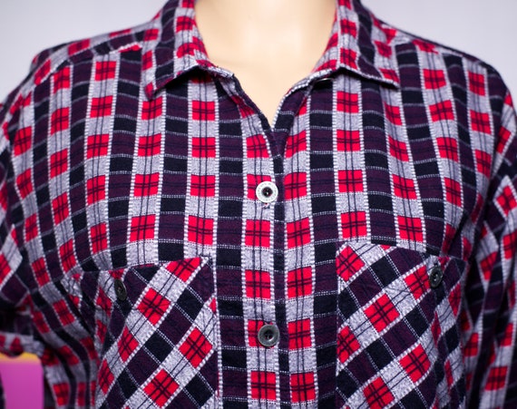 Vintage 1980s Checked Plaid Flannel Shirt | Large… - image 2