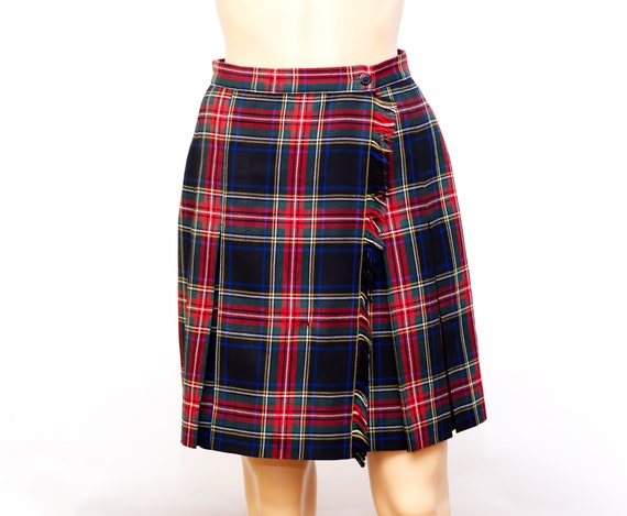 Vintage 1990s Wool Plaid Wrap Skirt | Small | 3 - image 2