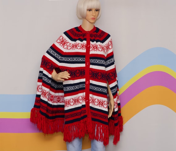 Vintage 1960s Sweater Cape Poncho - image 1