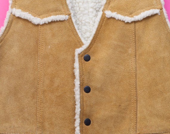 Vintage Tan Suede Sherpa Vest | Medium - image 4