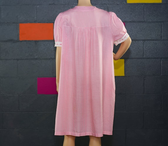 Vintage 1960s Pink Gingham Housecoat | Medium | 17 - image 3