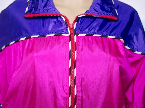 Vintage 1980s Color Block Windbreaker Jacket | Pi… - image 2