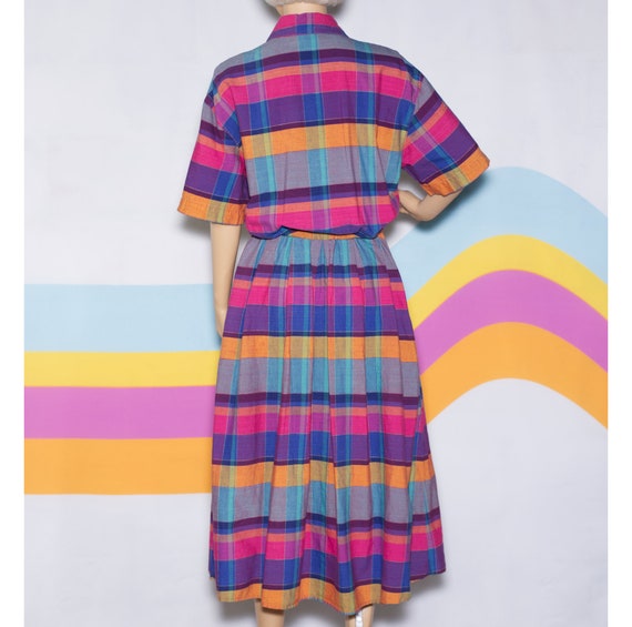 Vintage 1980s Plaid Midi Dress | Medium | 19 - image 4