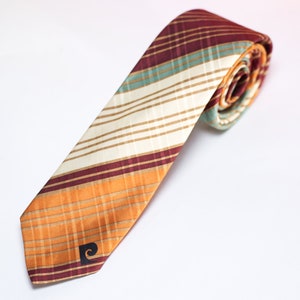 Vintage Pierre Cardin Necktie Brown Green Stripe image 1