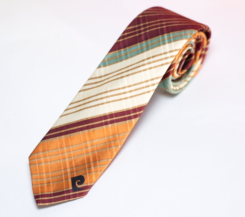 Vintage Pierre Cardin Necktie Brown Green Stripe image 1