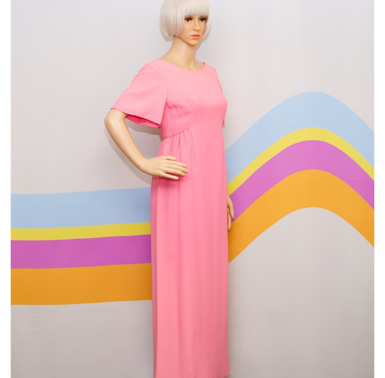 Vintage 1960s Pink Maxi Dress by Emma Domb Small / Medium image 1