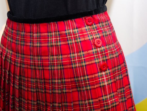 Vintage 1990s Plaid Pleated Wrap Skirt | Small | 9 - image 3