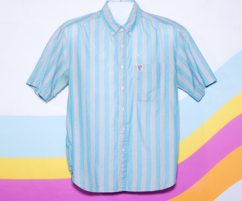 Vintage 1980s Men's Brittania Short Sleeved Button-Up Large i-14 image 1