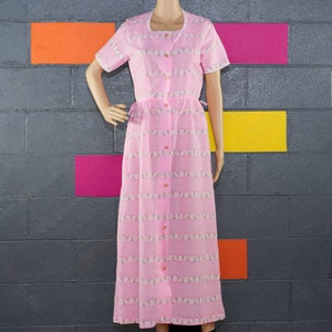 Vintage 1960s Pink w/ Flowers Maxi Dress Small 17 image 5