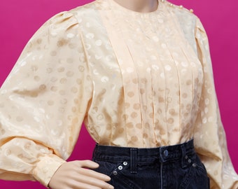 Vintage 1980s Yellow Blouse | Medium | i-11