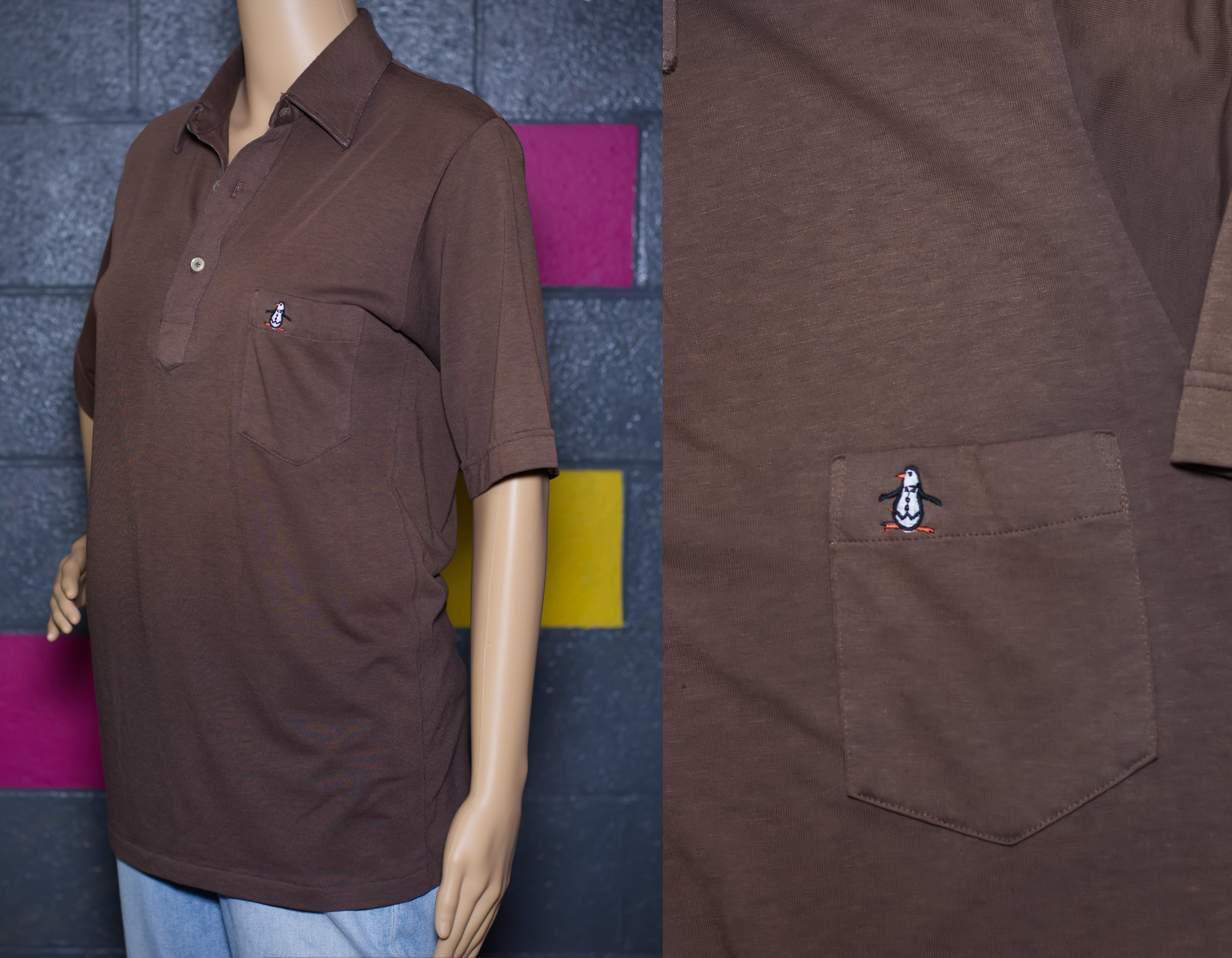 Munsingwear Vintage Penguin 80s Grand Slam Polo Shirt. Brown