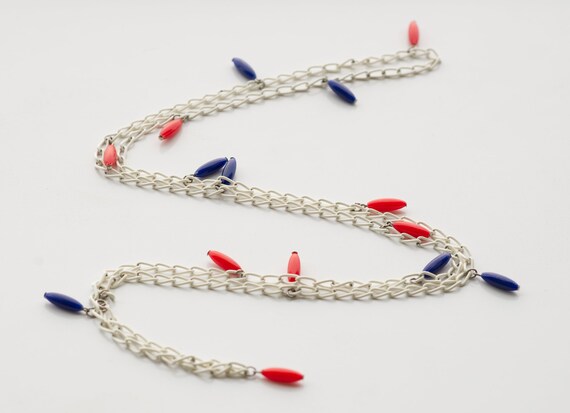 Vintage 60s Mod Necklace | Red White Blue 1960s L… - image 2