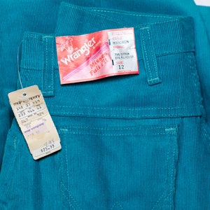 Rare Vintage 70s/80s NOS Teal Wrangler Cords Small/Medium 12 image 2