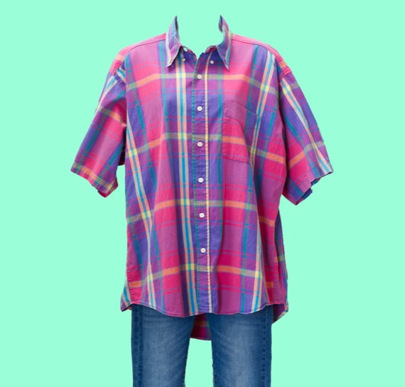 Vintage 1980s Mens Plaid Gap Shirt | 80s Preppy B… - image 1