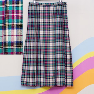 Vintage 1980s Pendleton Wool Pleated Midi Skirt | Medium | 16