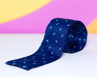 Vintage 1960s Blue Flat Skinny Necktie