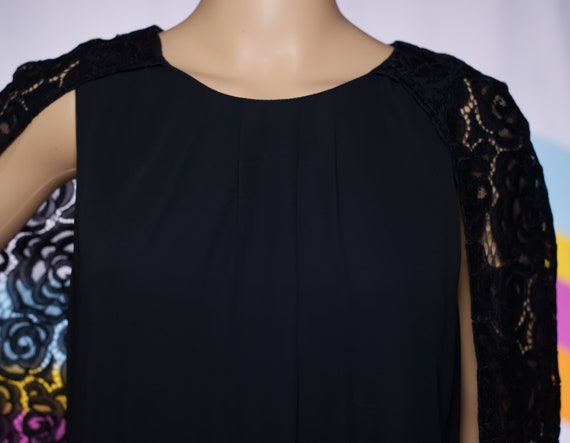 Vintage Black Dress with Lace Cape | Medium | 4 - image 4