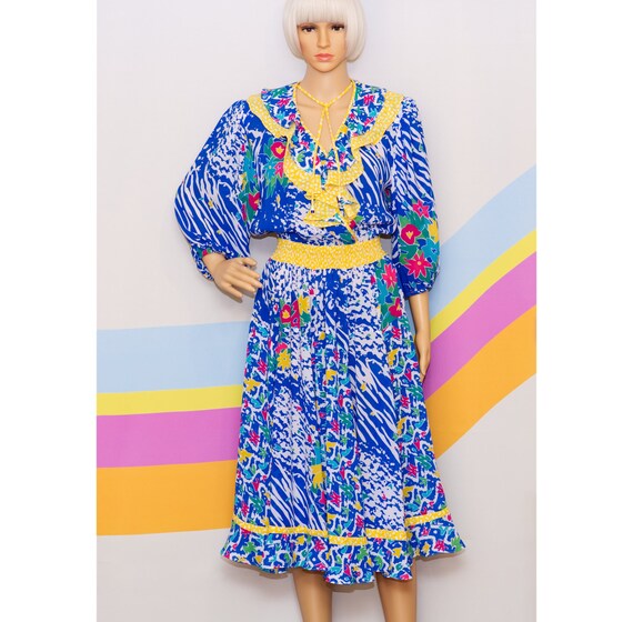 Vintage 1980s Colorful Assorti Dress | Small | 5 - image 1